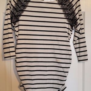 Oh Baby By Motherhood Maternity Black and White Striped Top